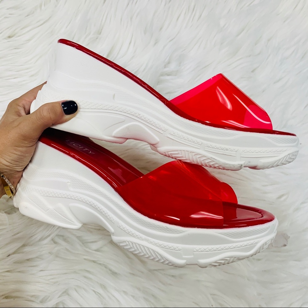 Red clear platform sandal - Picture 4 of 8